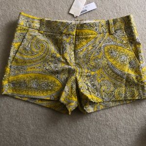 J.Crew// New shorts size 6 yellow and white